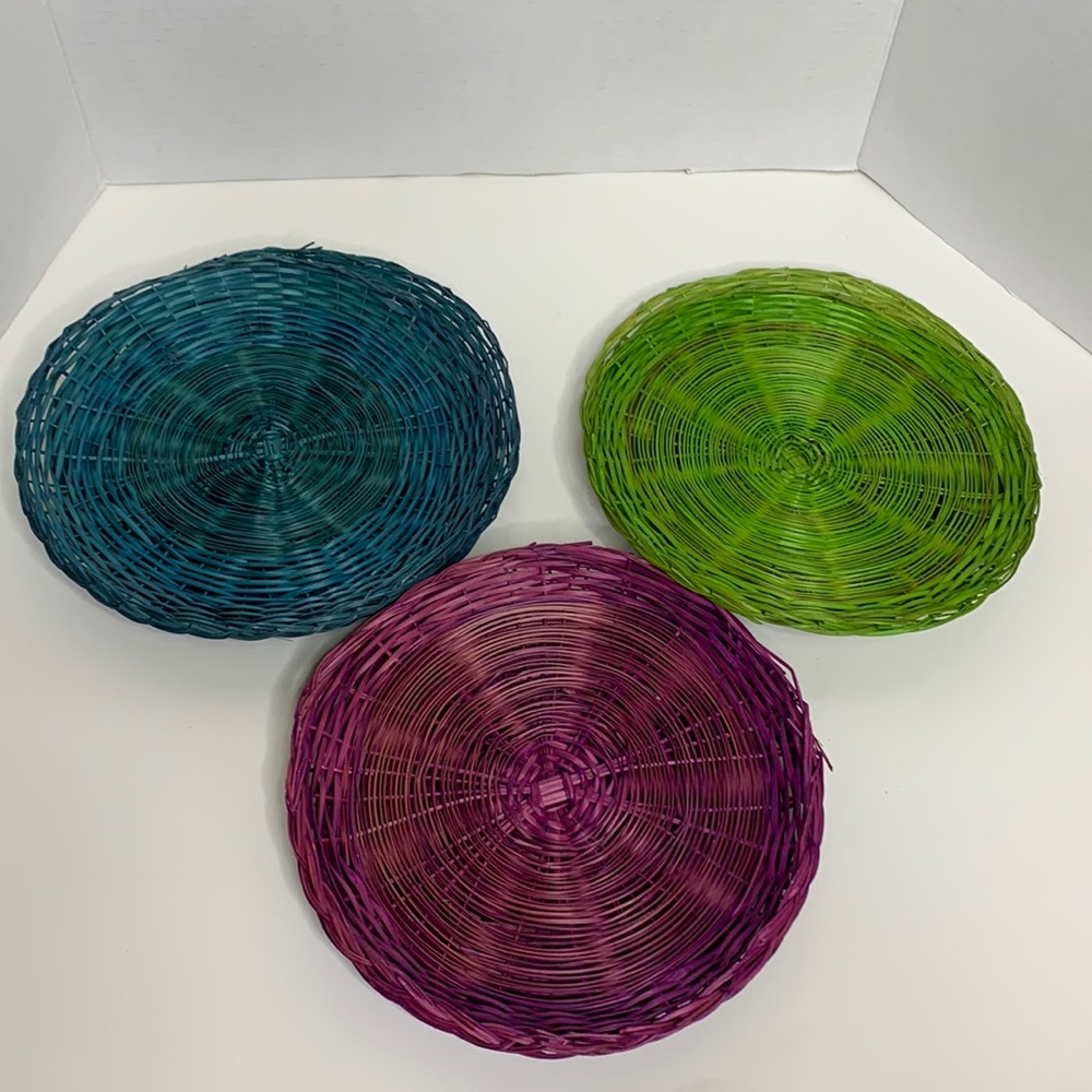 Boho Bundle | 6 Straw Discs Plates | 3 Color Decor | Table Kitchen Wall Decor